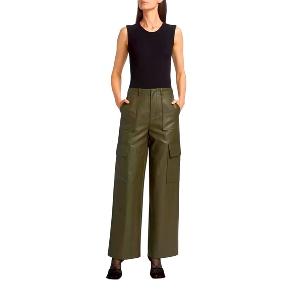 WAYF brown vegan leather Mischa cargo pant NWT - Picture 1 of 9